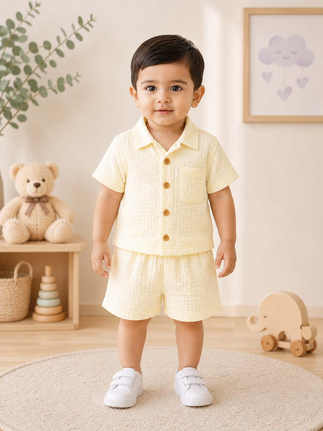 Buttercup Yellow Crinkled Muslin Co-ord Set